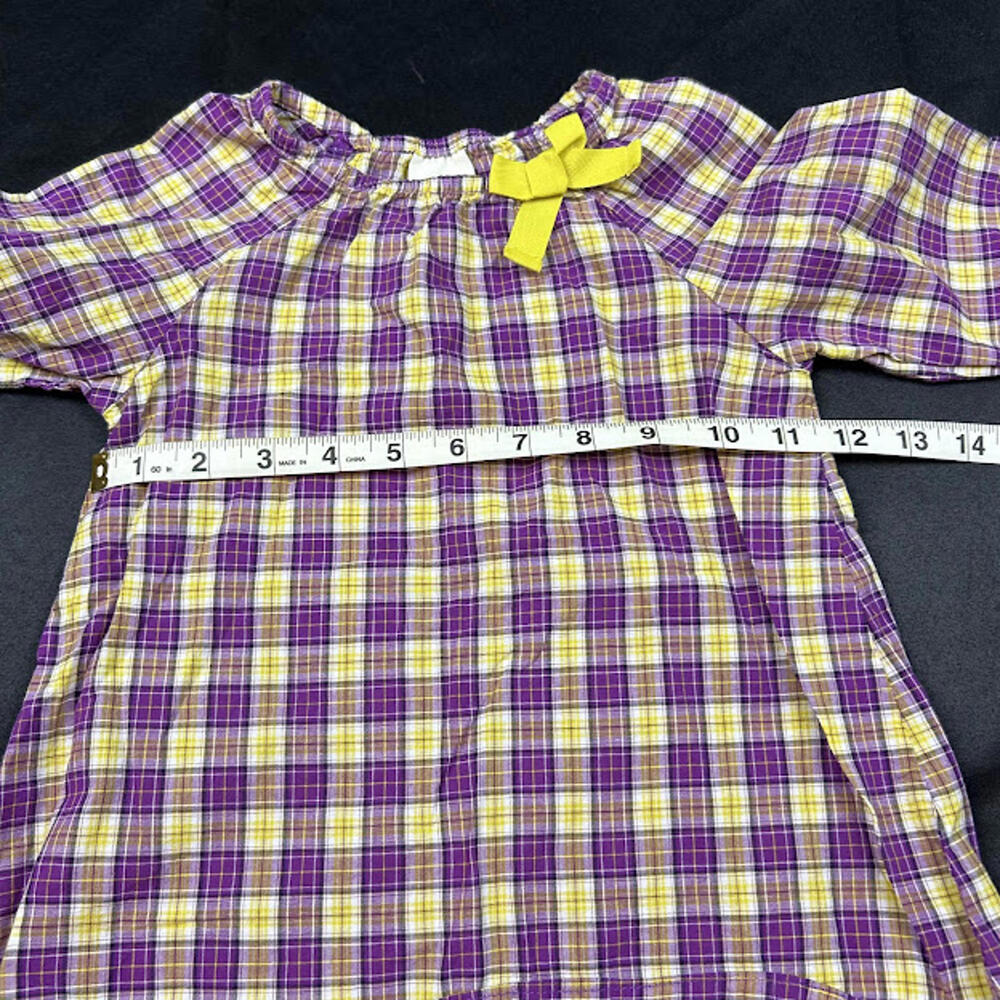 OshKosh B’gosh Girls‎ Shirt 4T Purple Yellow Flannel Baby Doll EUC - Picture 4 of 5